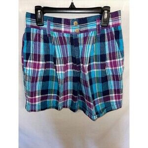 Palmettos Dress Shorts Women’s Size 7 Multicolor Plaid Zip Front Pleated